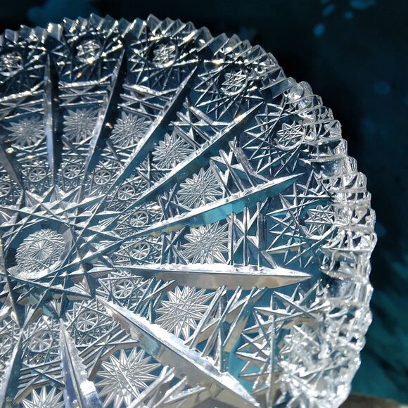 3 Vintage American Brilliant Hand Cut Crystal Lace and Hobstar Trinket Dishes - Picture 4 of 13